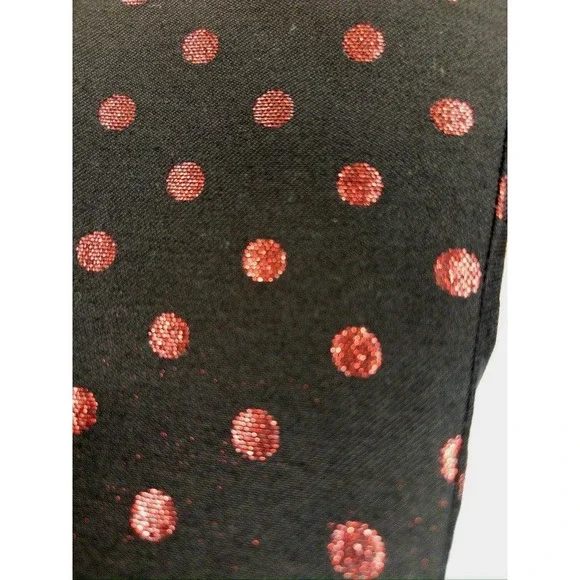 Talbots Pants Women's Size 12 Black Red Metallic Kick Crop Holiday Dot - Picture 8 of 12